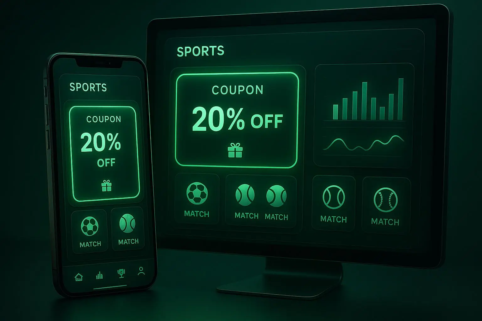 Sports promotions interface with highlighted free bet coupon