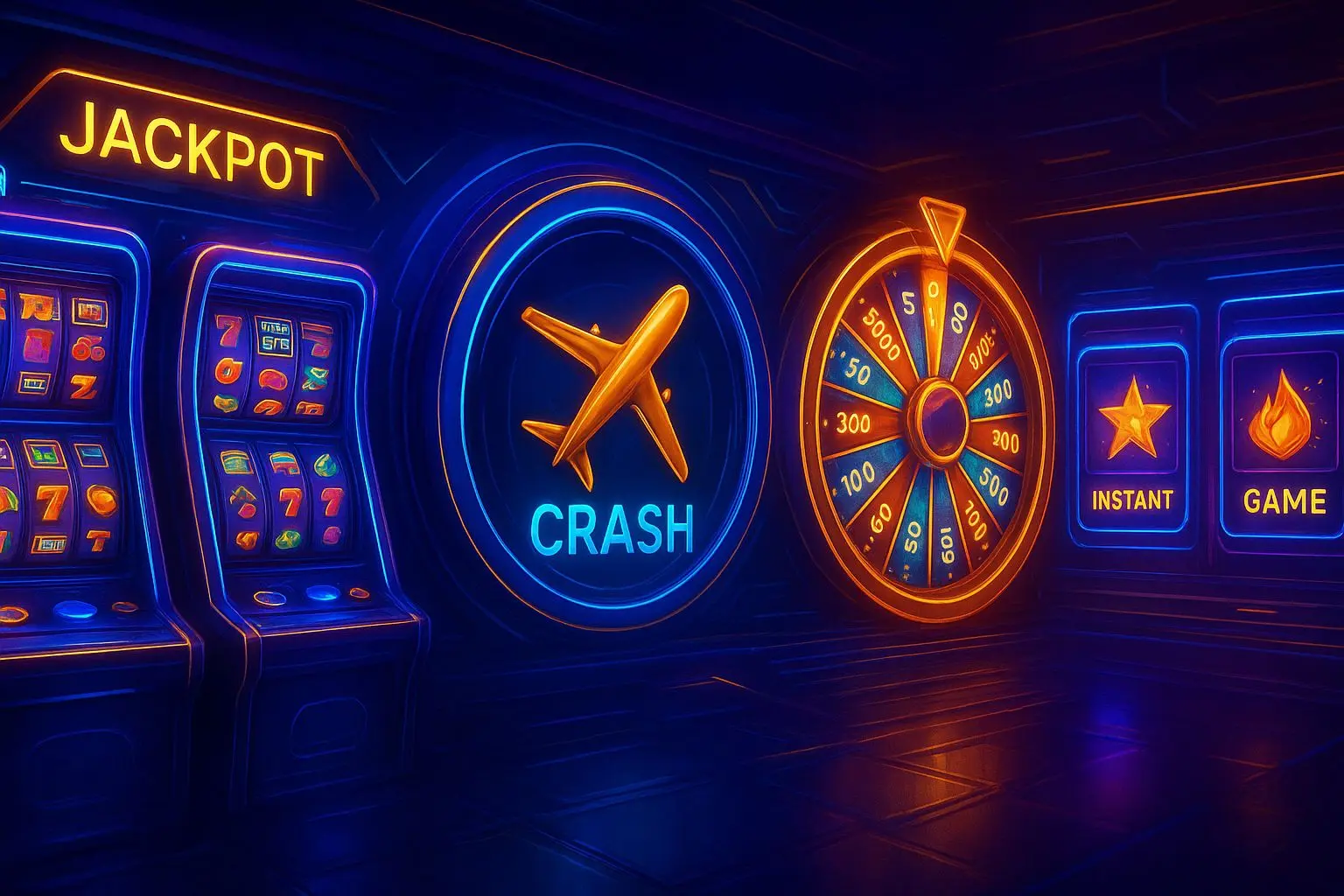 Game lobby with slots, crash-style games, aviator and jackpot sections