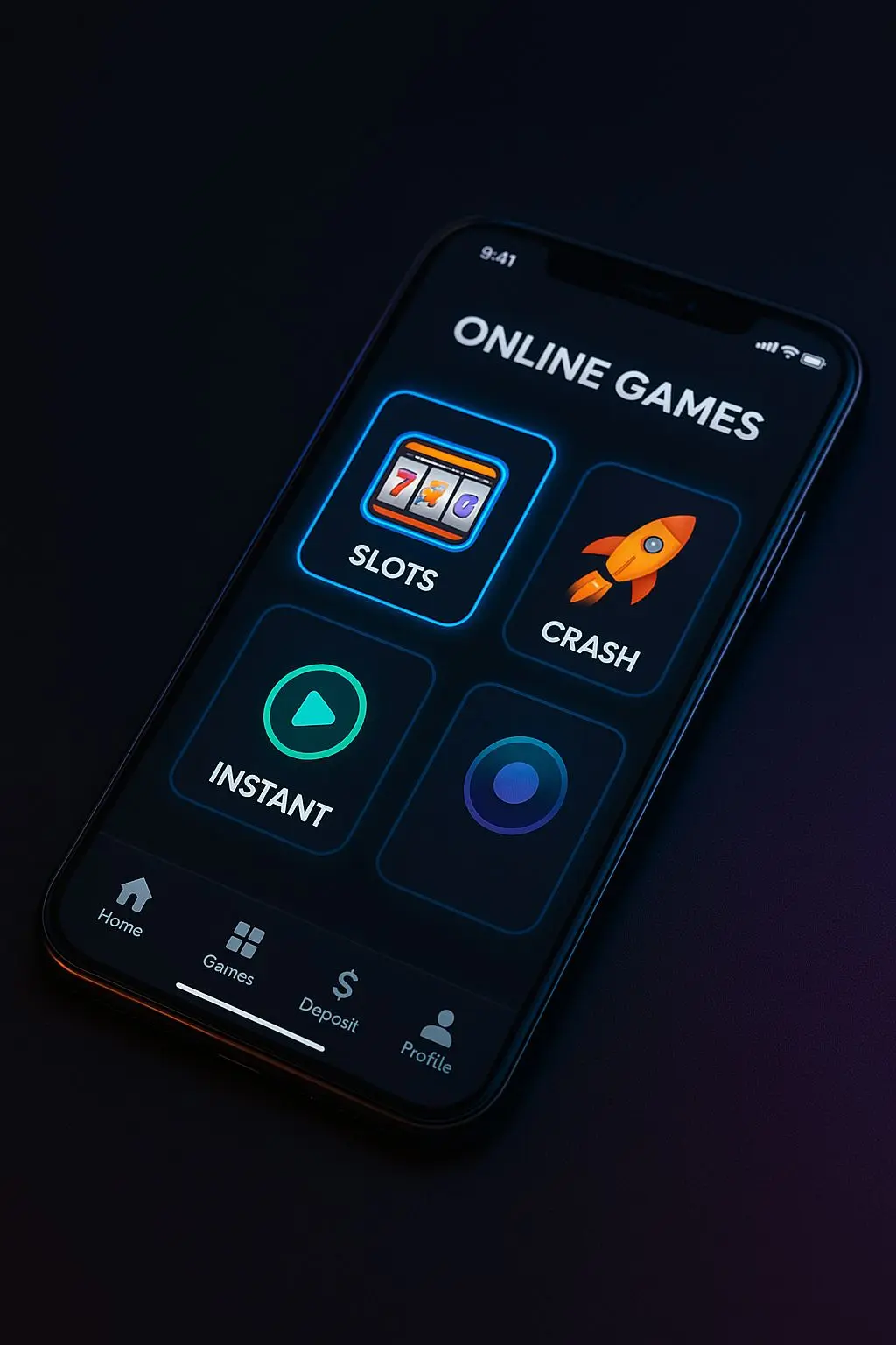 Smartphone showing BetX games lobby on mobile screen