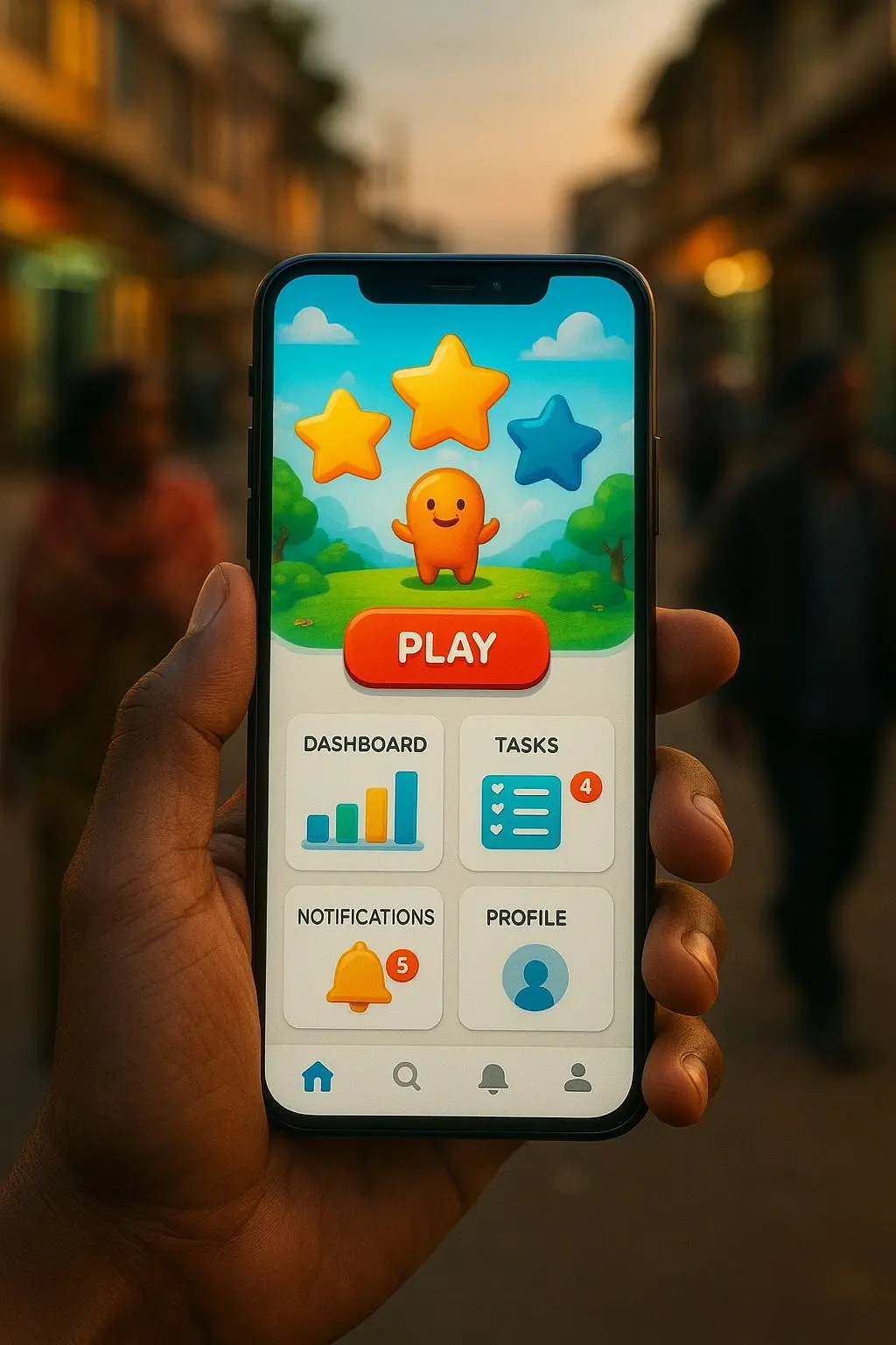 BetX Mobile Experience Mobile user accessing gaming platform from smartphone with vertical interface