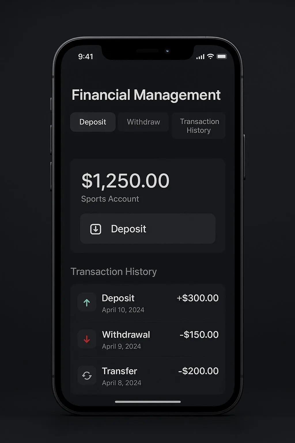 BetX iOS Payment Management BetX iOS payment and cashier screen