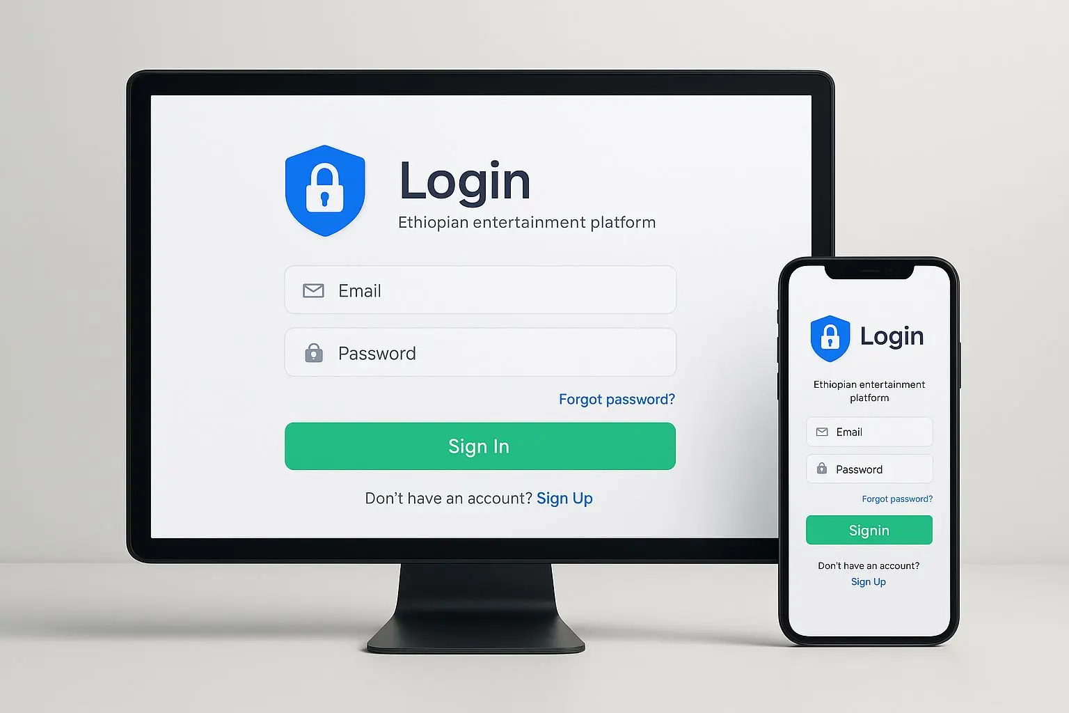 Betx Ethiopia login interface on mobile and desktop