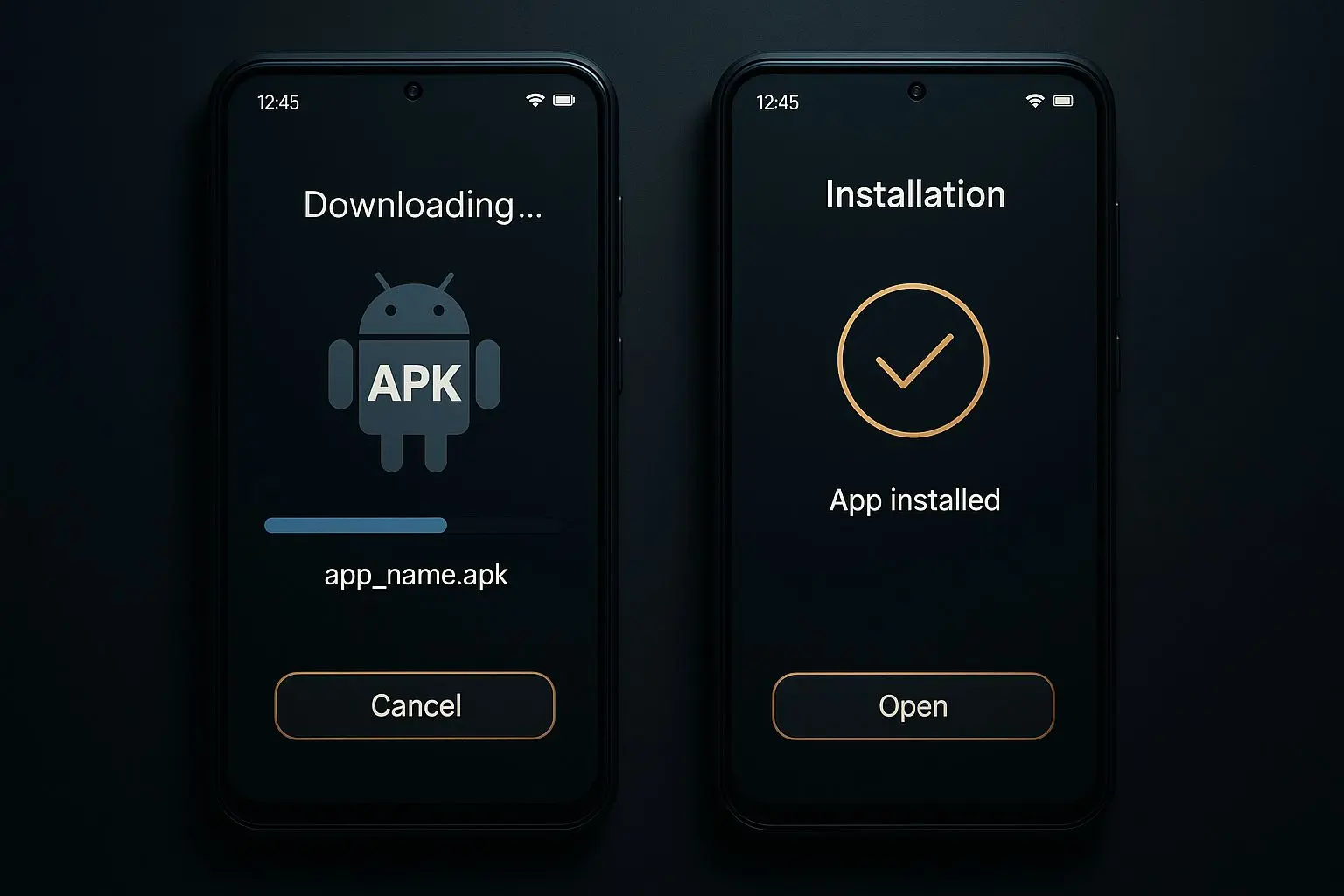 Android phone downloading APK and showing installation screen
