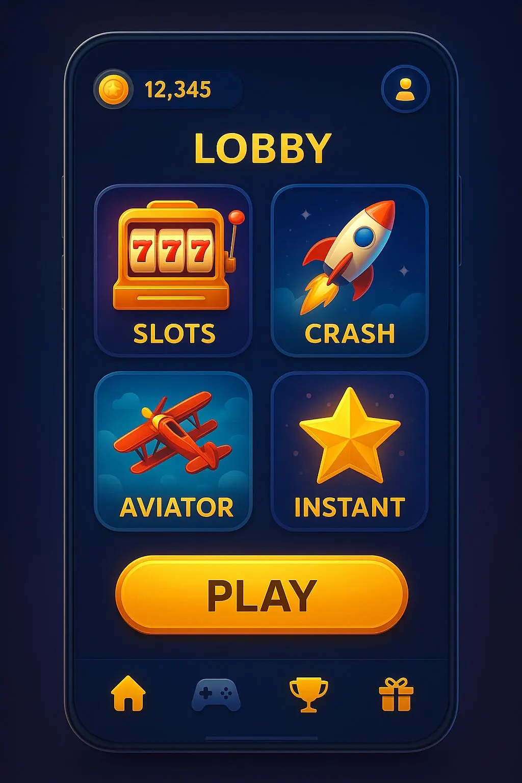 BetX Game Sections After Registration Game category icons including slots crash and aviator style titles