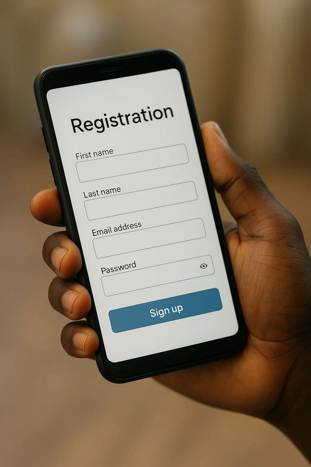 BetX Mobile Registration Form Smartphone with online registration form open