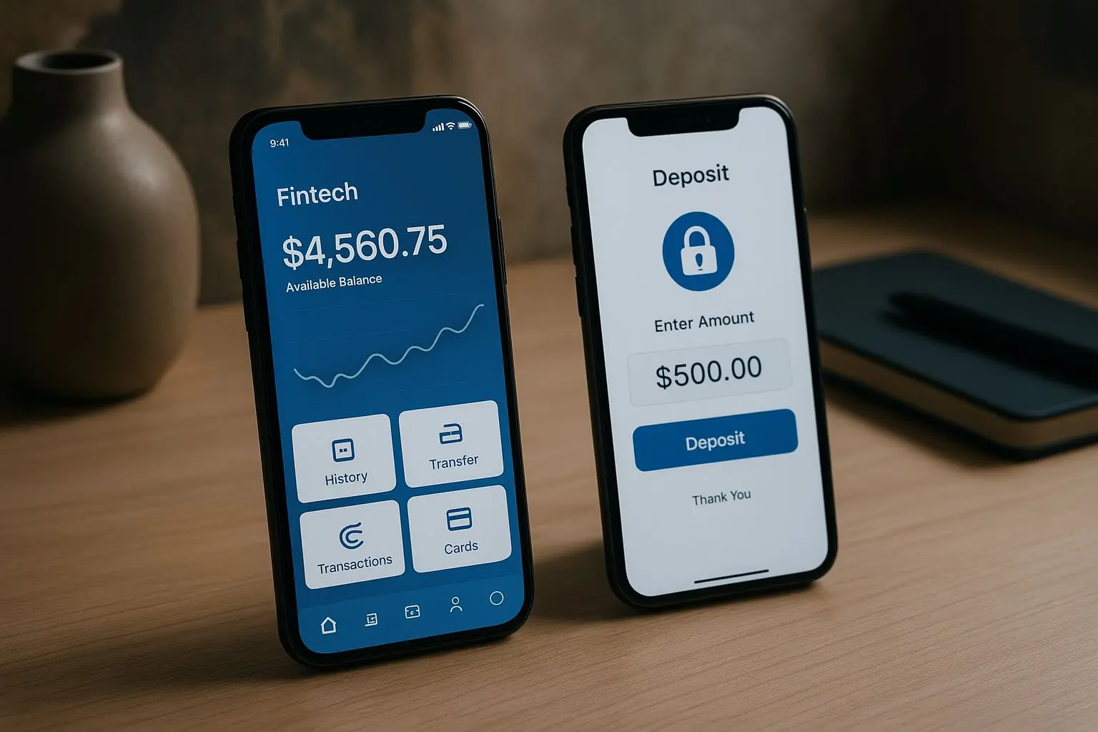 Revolut app next to Betx deposit interface on smartphones